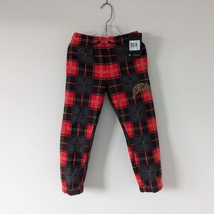Jordan Kids' Fleece-Lined Plaid Pants - Red and Black Checkered, Size Medium NEW